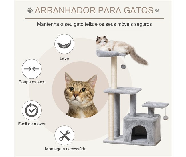 Arranhador para Gatos Aglomerado e Sisal PawHut Cinza