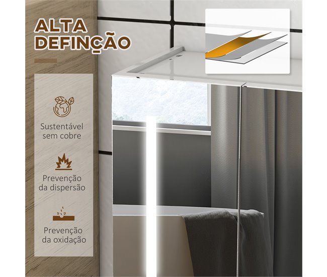 Armário Casa de Banho com Espelho MDF e Vidro kleankin Branco