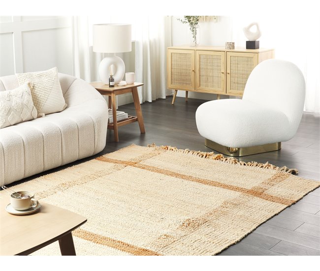 Beliani De tejido plano YELMEZ 140x200 Bege