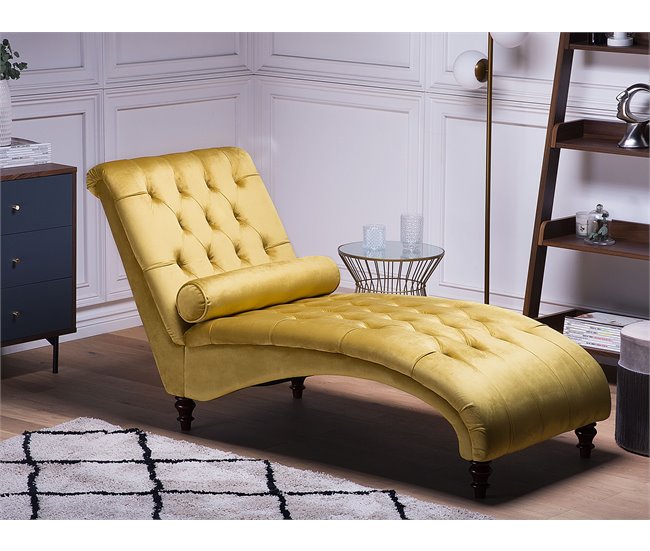Beliani Chaise longue Terciopelo MURET Bege