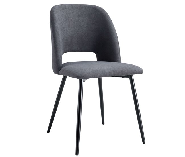 Pacote com 4 cadeiras de jantar estofadas Mos com encosto arredondado Cinza