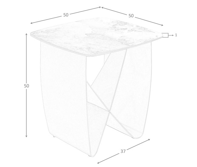 ANGEL CERDA Mesa de canto quadrada em mármore de porcelana Topo