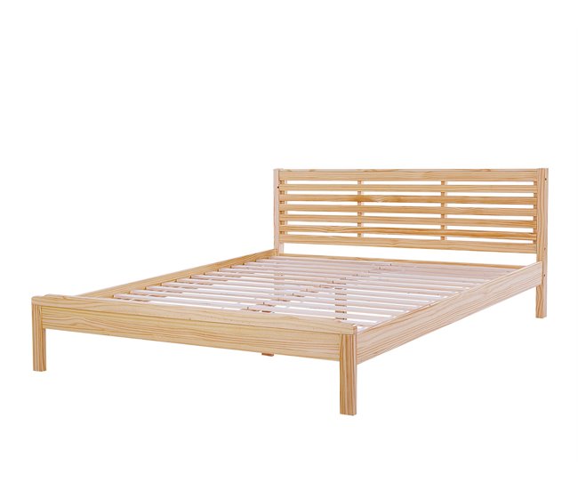 Beliani Cama com estrado Madeira de seringueira CARNAC Castanho
