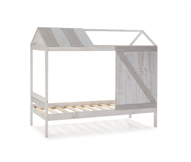 Cama tipo cabana ELIOT 90cm branco cinza claro e cinza escuro Branco/cinza