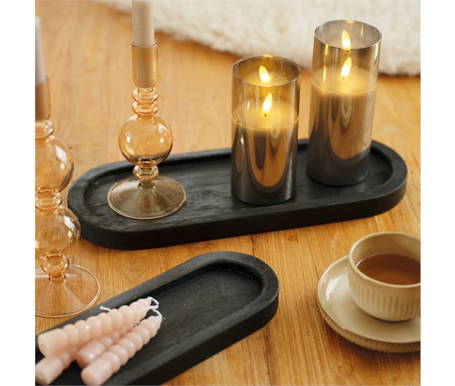 Conjunto de 2 tabuleiros decorativos SAMUL 15x40cm e 11x30cm Preto