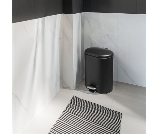 WELL HOME - Balde de pedal Siliflex em aço inoxidável Preto