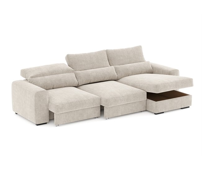 Chaise longue LANDON conversível em cama reversível Bege