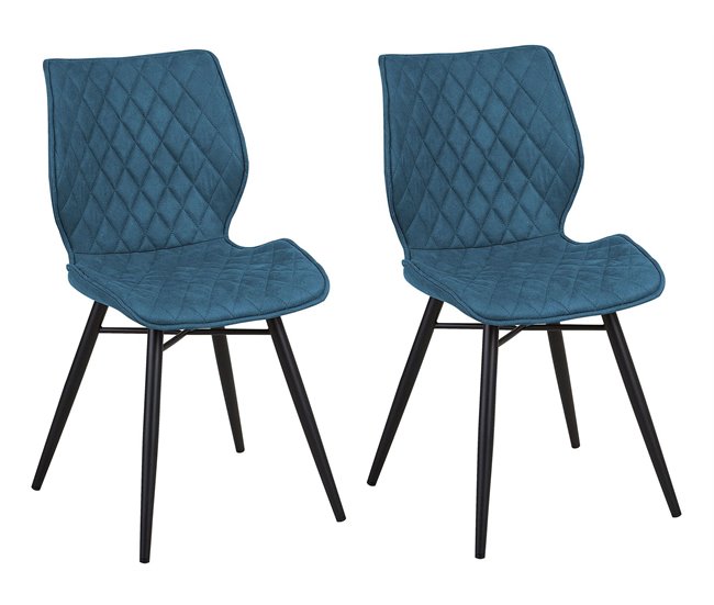 Beliani Silla de comedor LISLE Azul Marino