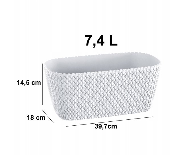 7.4L Pot retangular Branco