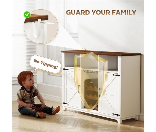 Aparador de Cozinha Melamina de Madeira, MDF HOMCOM Branco