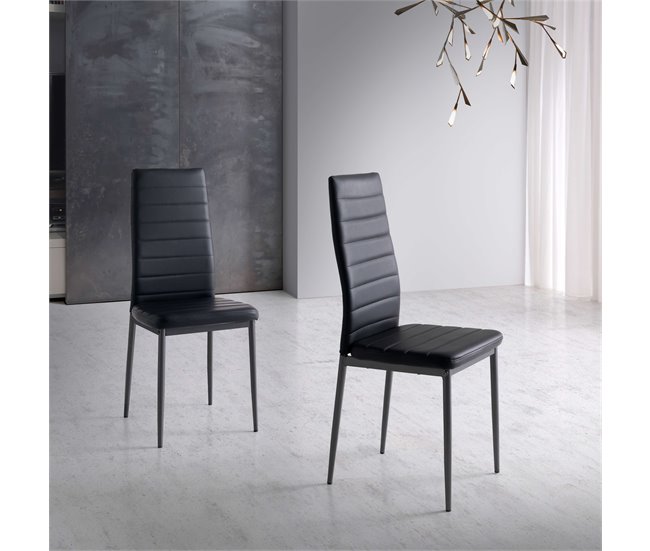 Pacote de 2 cadeiras Avat para sala de estar e jantar estilo industrial Preto