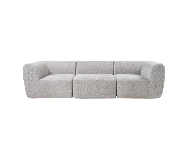 Sofá modular de 3 lugares Hurvas bouclé Branco