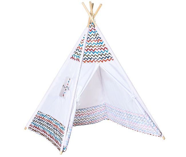 Tenda Tipi Infantil Poliéster e Madeira de Pinho HOMCOM Branco