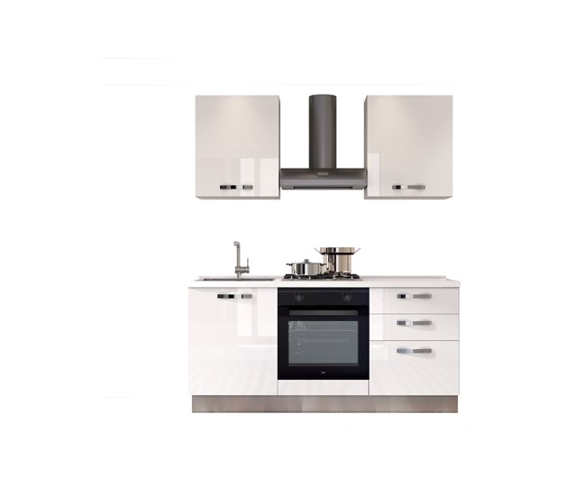 Cozinha GILDA ICE esquerda branco brilhante e cinza claro Branco