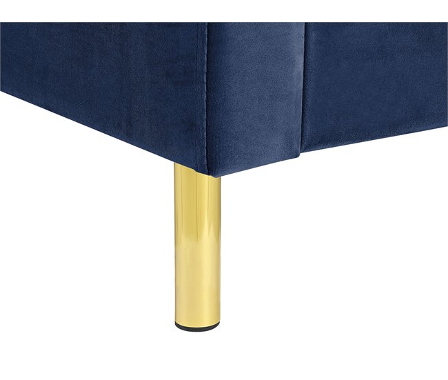 Beliani Cama com estrado Veludo VILLETTE 205x222 Azul Marino