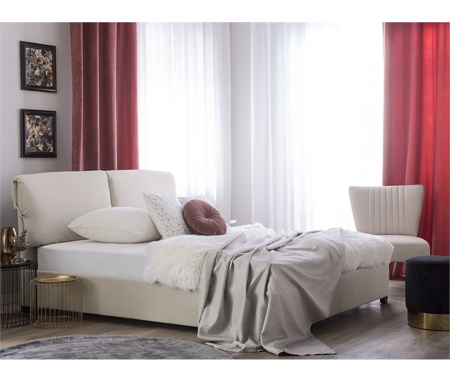 Beliani Cama com estrado Poliéster BELFORT 191x212 Bege