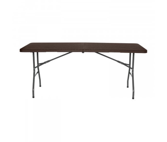 Mesa dobrável retangular efeito madeira O91 Castanho