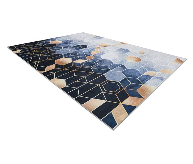 ANDRE 1216 Tapete cubo rico antiderrapante 80x150 Azul