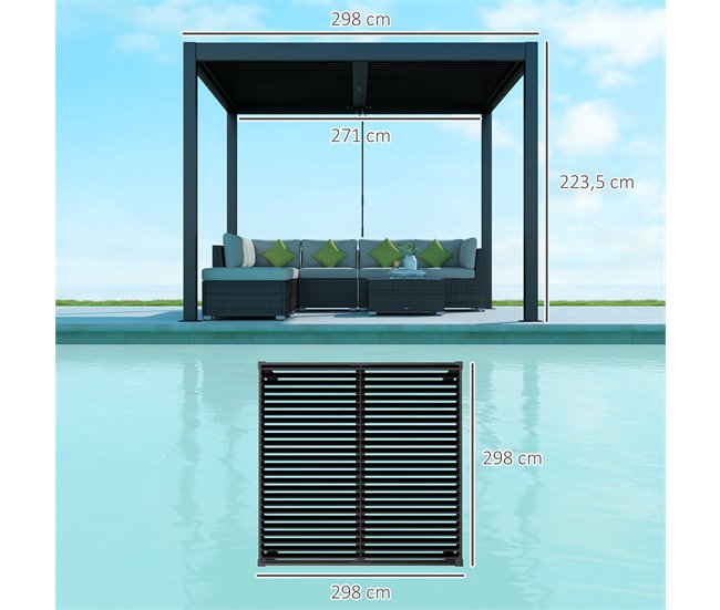Pérgola Alumínio Outsunny Cinza