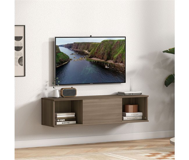 Armário Casa de Banho de Parede Melamina de Madeira HOMCOM Castanho