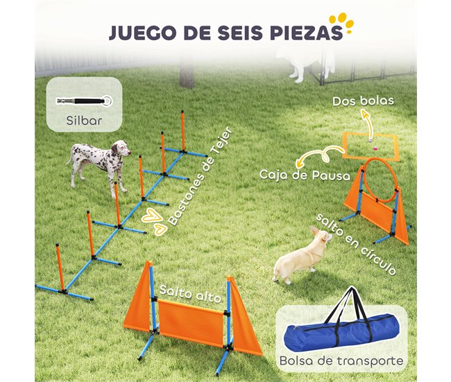 Conjunto de Treino e Agilidade ABS, PE, Tecido Oxford PawHut Laranja