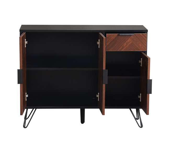 Aparador com 3 portas e 1 gaveta 90 Preto