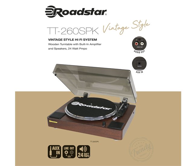 Gira-Discos Roadstar TT-260SPK Madeira