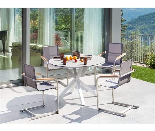 Beliani Conjunto de refeição MALETTO/COSOLETO Branco/cinza