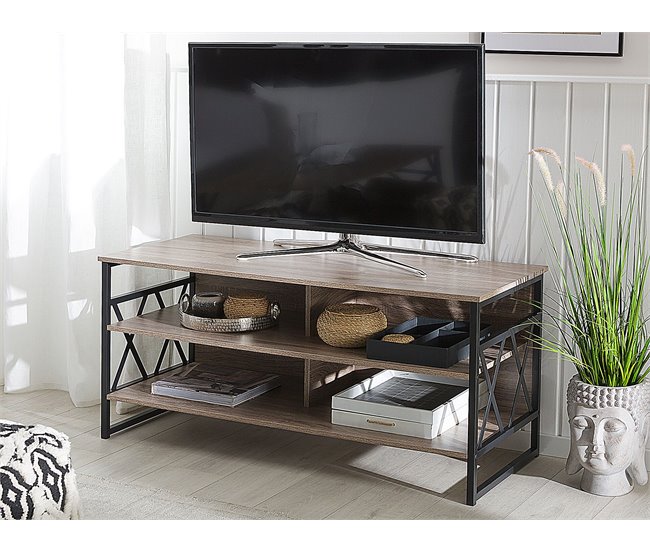 Beliani Mesa de TV CARLISLE 120 Cinza Escuro