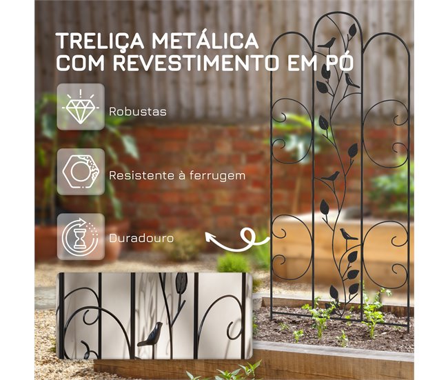 4 Treliças de Jardim aço Outsunny, varanda e jardim - jardinagem Preto