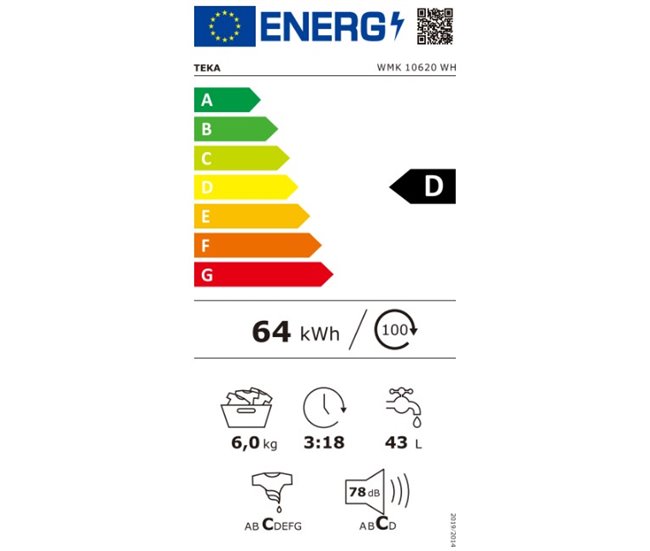 Máquina lavar roupa TEKA WMK 10620 6kg 1200rpm Branco