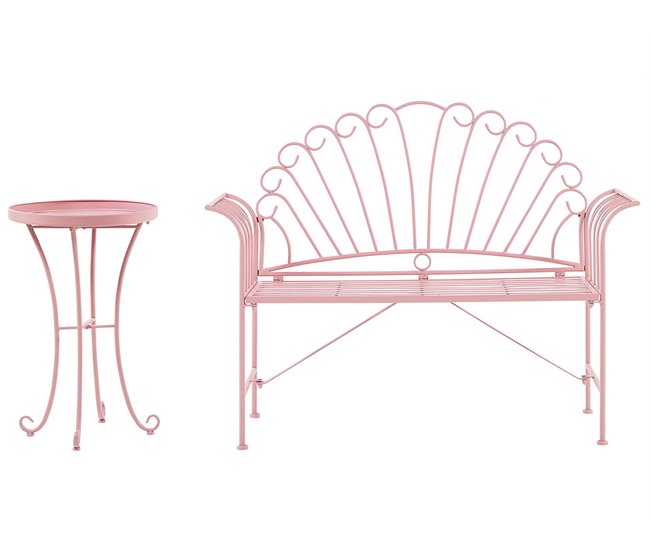 Beliani Conjunto bistrô CAVINIA Rosa