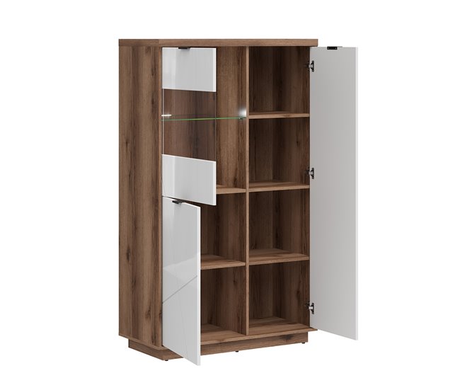 Vitrina de 3 portas Sven 43 Natural/ Branco