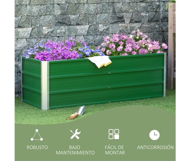 Caixa de Plantio Aço Outsunny, varanda e jardim - jardinagem Verde