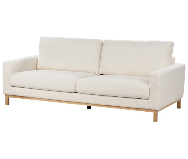 Beliani Sofá de 3 lugares Bouclé SIGGARD Branco