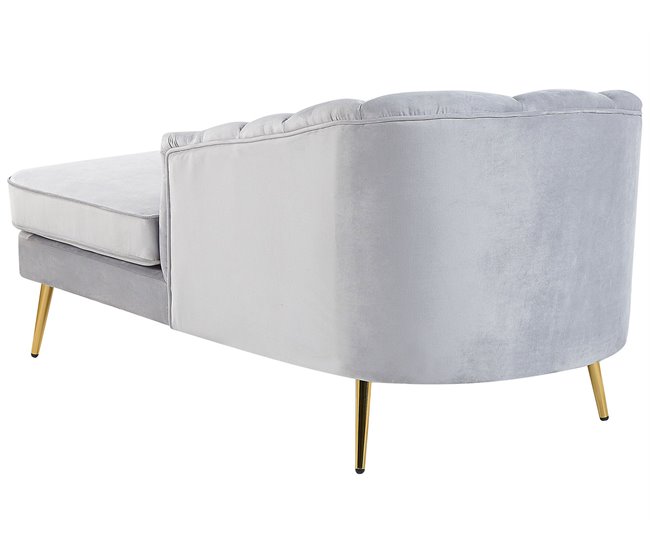 Beliani Chaise longue Veludo ALLIER Azul Marino