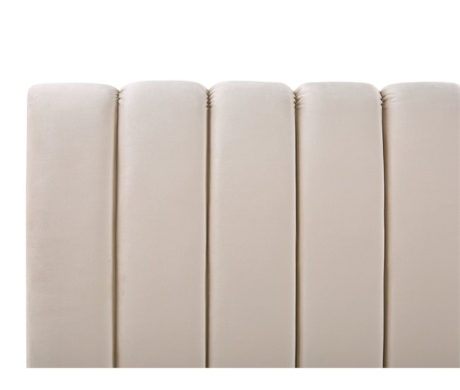 Beliani Cama com estrado Veludo MARVILLE 202x225 Areia