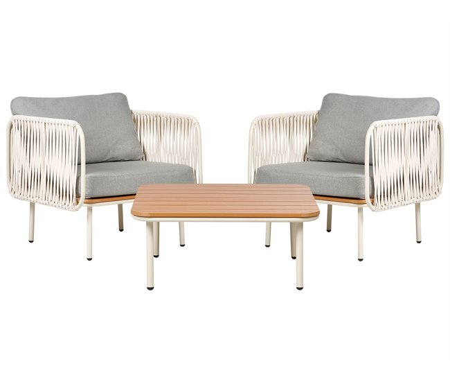 Beliani Conjunto lounge SENISE Branco/cinza