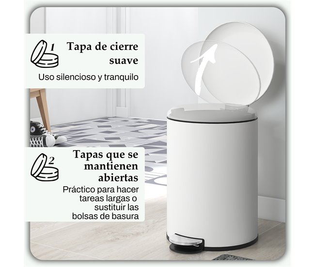 Balde de Lixo Metal e PP HOMCOM, casa - cozinha Cru