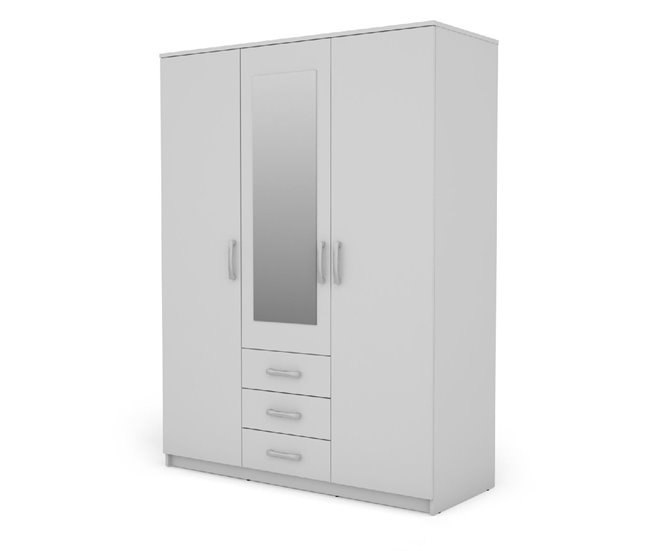 Roupeiro DUNA 2 portas batentes com espelho Branco