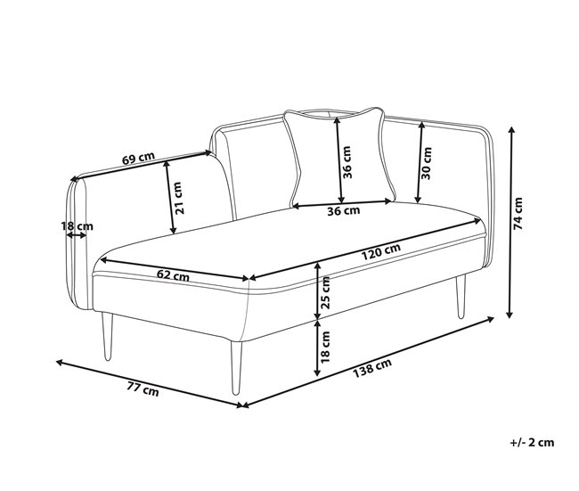 Beliani Chaise longue Bouclé CHEVANNES Bege
