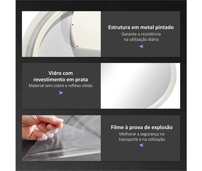 Espelho Casa de Banho Vidro e Metal kleankin Prata
