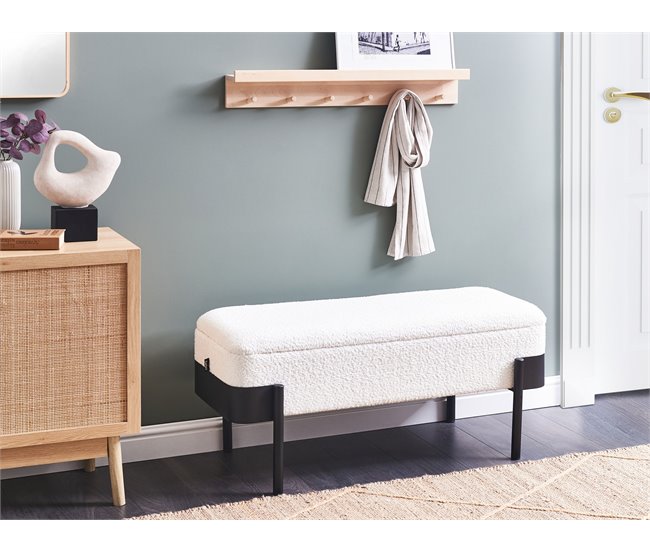 Beliani Banco de cama Chenille WARREN 100x40 Branco