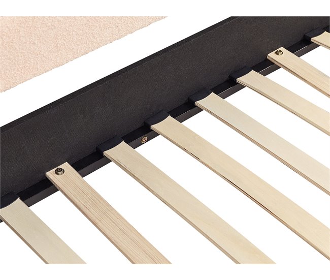 Beliani Cama com estrado Bouclé TROYES 99x213 Bege