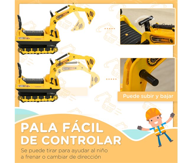 Escavadora sem Pedais PP e ABS HOMCOM Amarelo