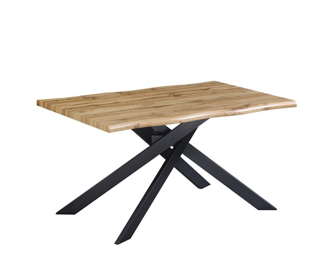 Mesa de jantar fixa LIMA cor carvalho  Preto/ Madeira