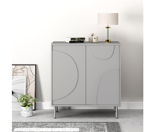 Aparador Holea com 2 portas MDF [en.casa] 70 Bege