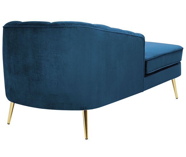 Beliani Chaise longue à direita Veludo ALLIER Azul Marino