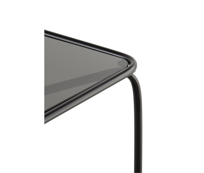 Console de metal com tampo de vidro Preto