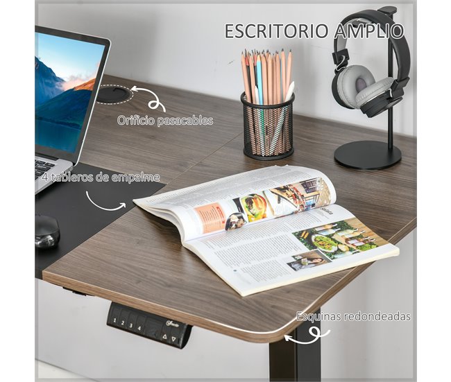 Secretária Elétrica de Pé Metal, Melamina de Madeira Vinsetto 140x70 Preto